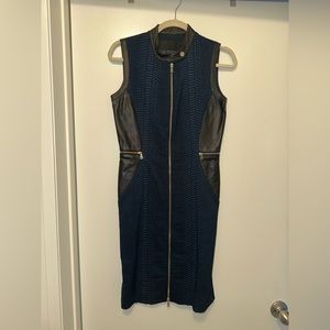 Yigal Azrouel navy blue and black leather snake skin dress